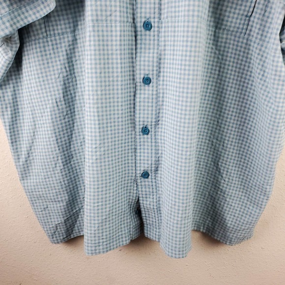 Game Guard Outdoors Fishing Shirt Mens 4X Blue Gingham Short Sleeve Vented - Picture 5 of 10
